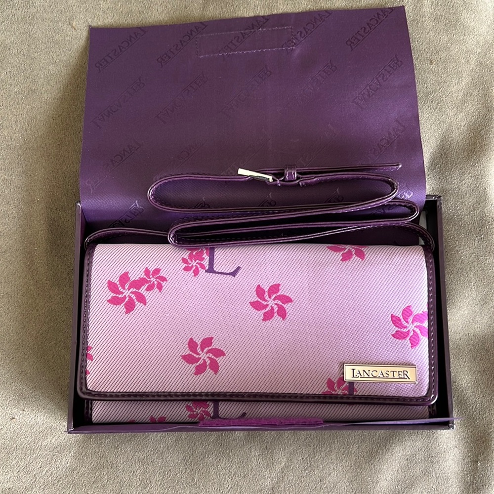 NIB with tags. Lancaster Women’s Crossbody wallet/clutch. Leather with fabric
